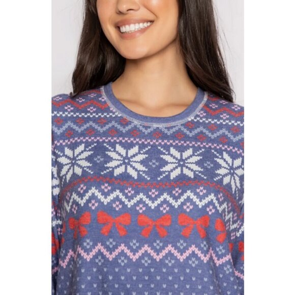 💕PJ SALVAGE💕 Cozy Vibes Fair Isle Peachy Pajamas ~ Dark Blue Large NWT - Picture 5 of 14